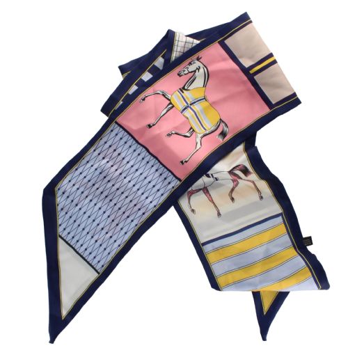 Equestrian Print Vintage Style Scarf (pink and blue)